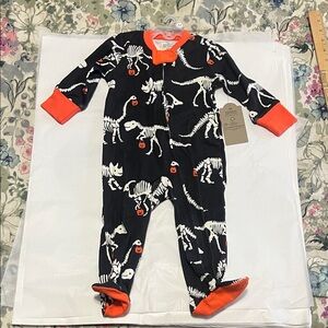 NWT Honest Babies One Piece - Black and Orange Dinosaur Design